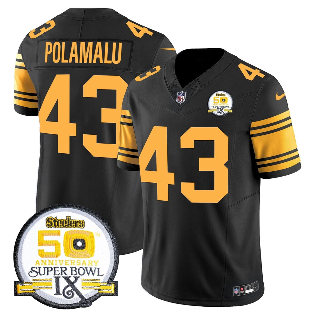 PIT 50th Anniversary Of Super Bowl IX Patch Vapor Limited Jersey