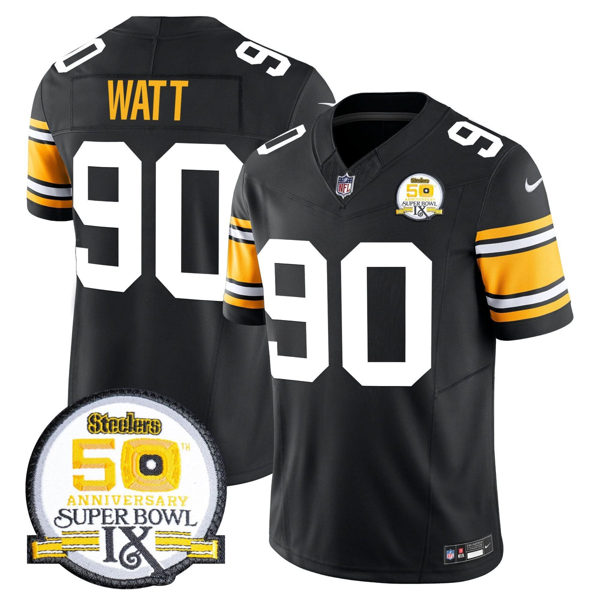 PIT 50th Anniversary Of Super Bowl IX Patch Vapor Limited Jersey