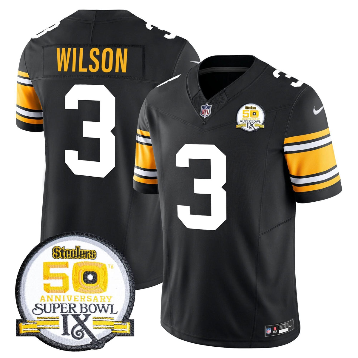 PIT 50th Anniversary Of Super Bowl IX Patch Vapor Limited Jersey