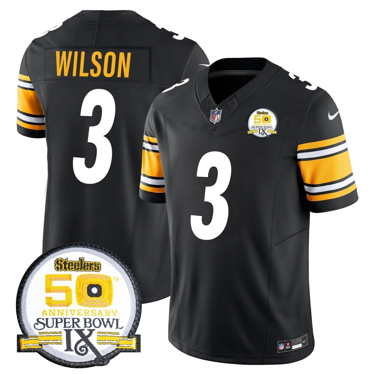 PIT 50th Anniversary Of Super Bowl IX Patch Vapor Limited Jersey
