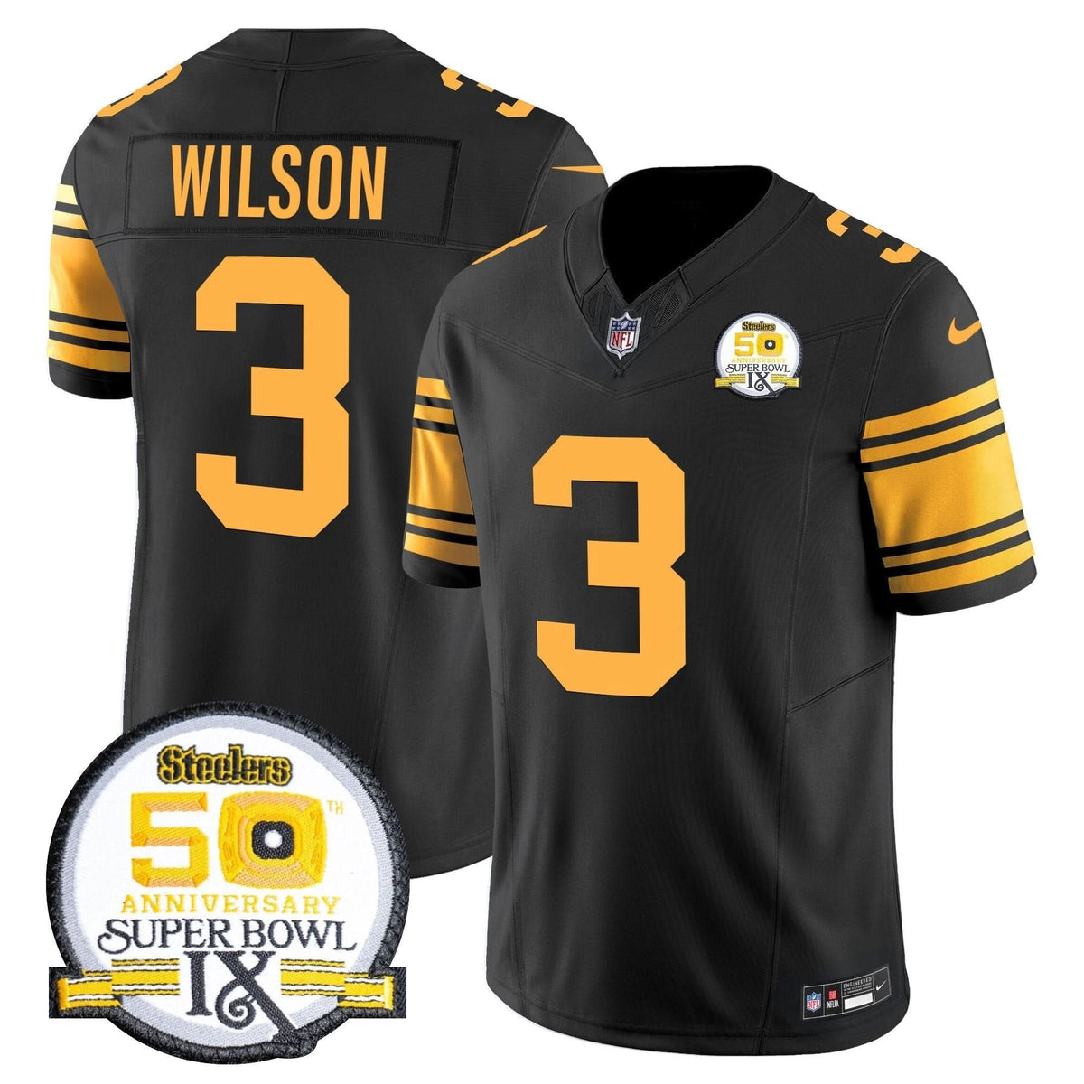 PIT 50th Anniversary Of Super Bowl IX Patch Vapor Limited Jersey