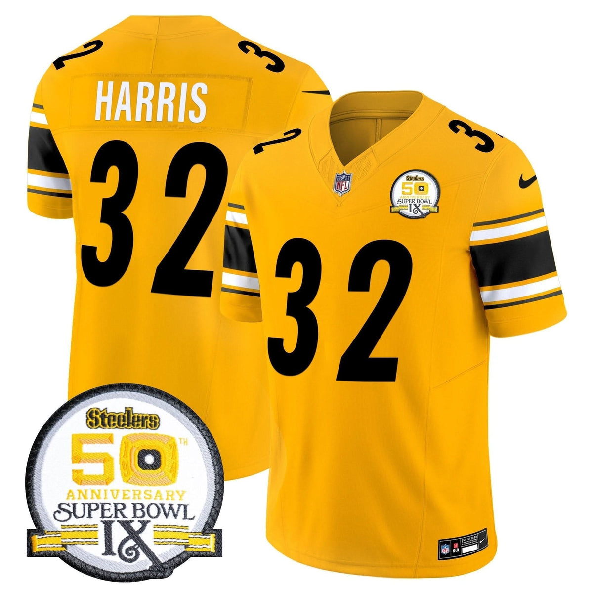PIT 50th Anniversary Of Super Bowl IX Patch Vapor Limited Jersey