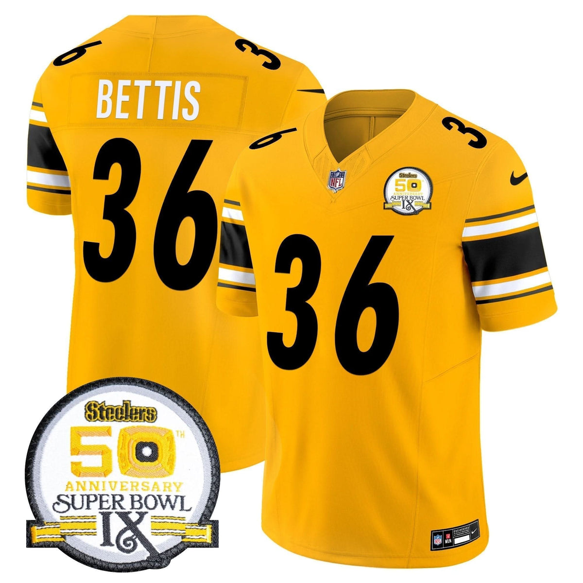 PIT 50th Anniversary Of Super Bowl IX Patch Vapor Limited Jersey