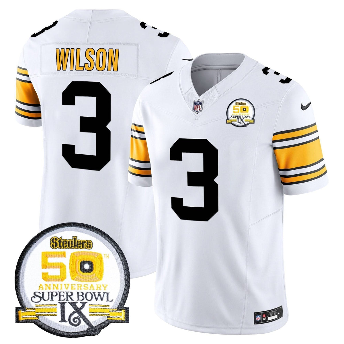 PIT 50th Anniversary Of Super Bowl IX Patch Vapor Limited Jersey