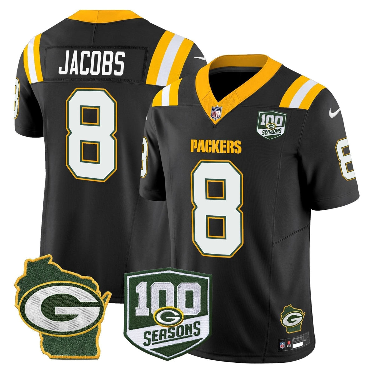 GB 100th Season & Home Patch Vapor Limited Jersey