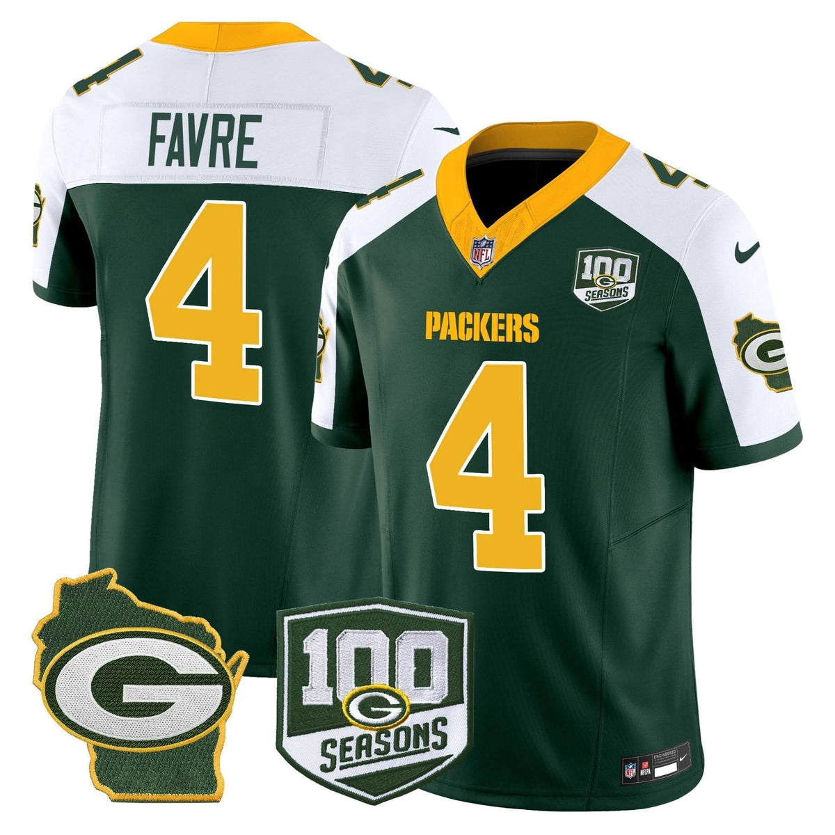 GB 100th Season & Home Patch Vapor Limited Jersey