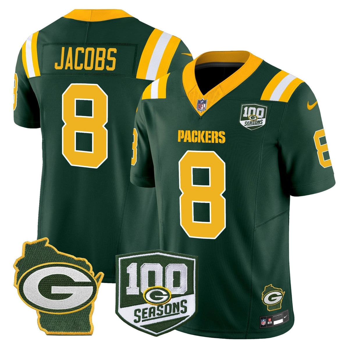 GB 100th Season & Home Patch Vapor Limited Jersey