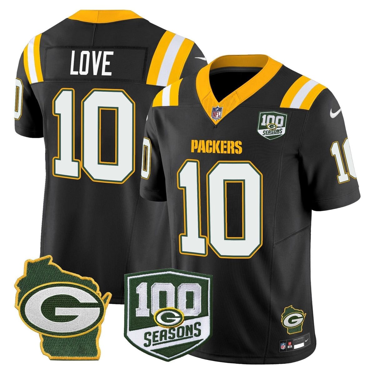 GB 100th Season & Home Patch Vapor Limited Jersey