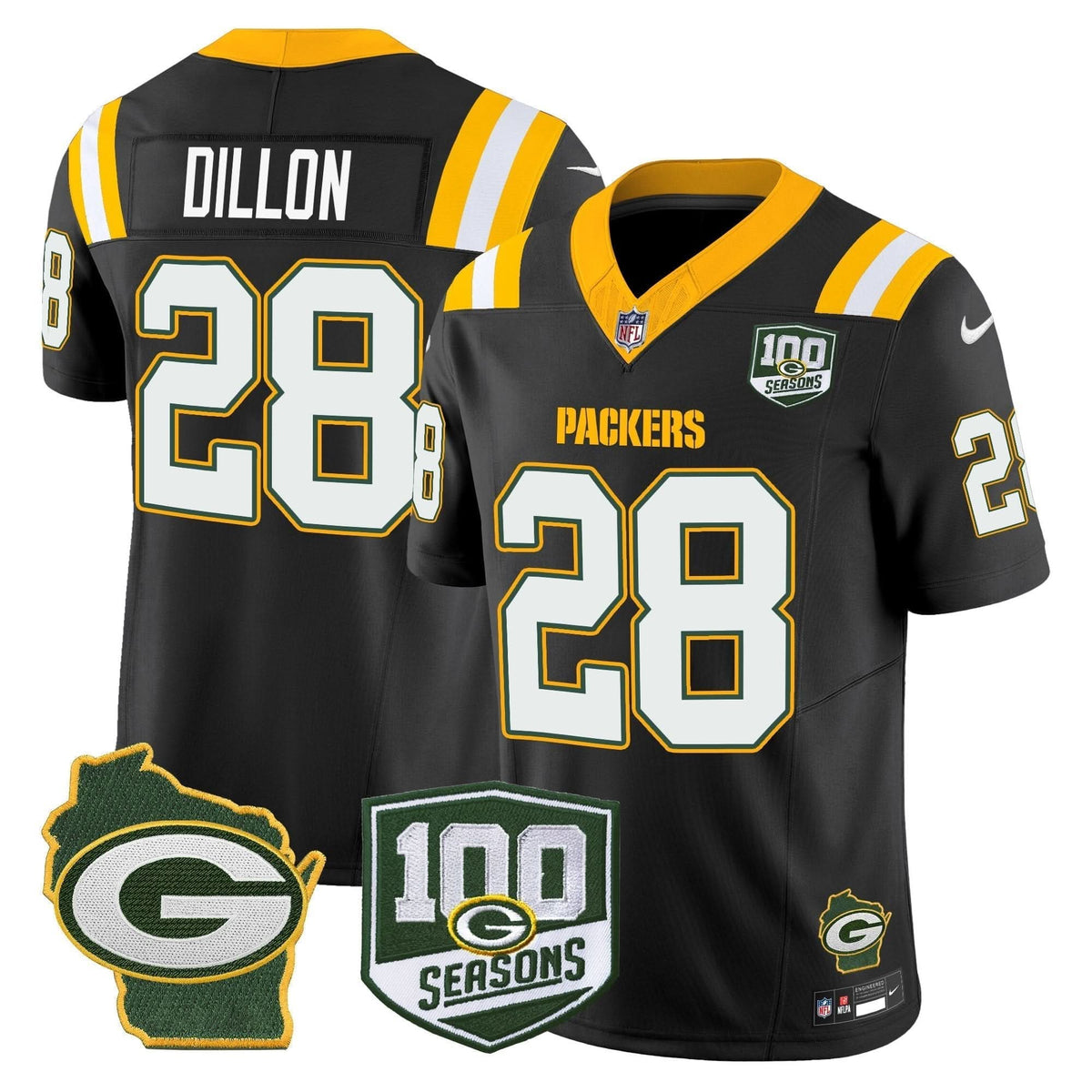 GB 100th Season & Home Patch Vapor Limited Jersey