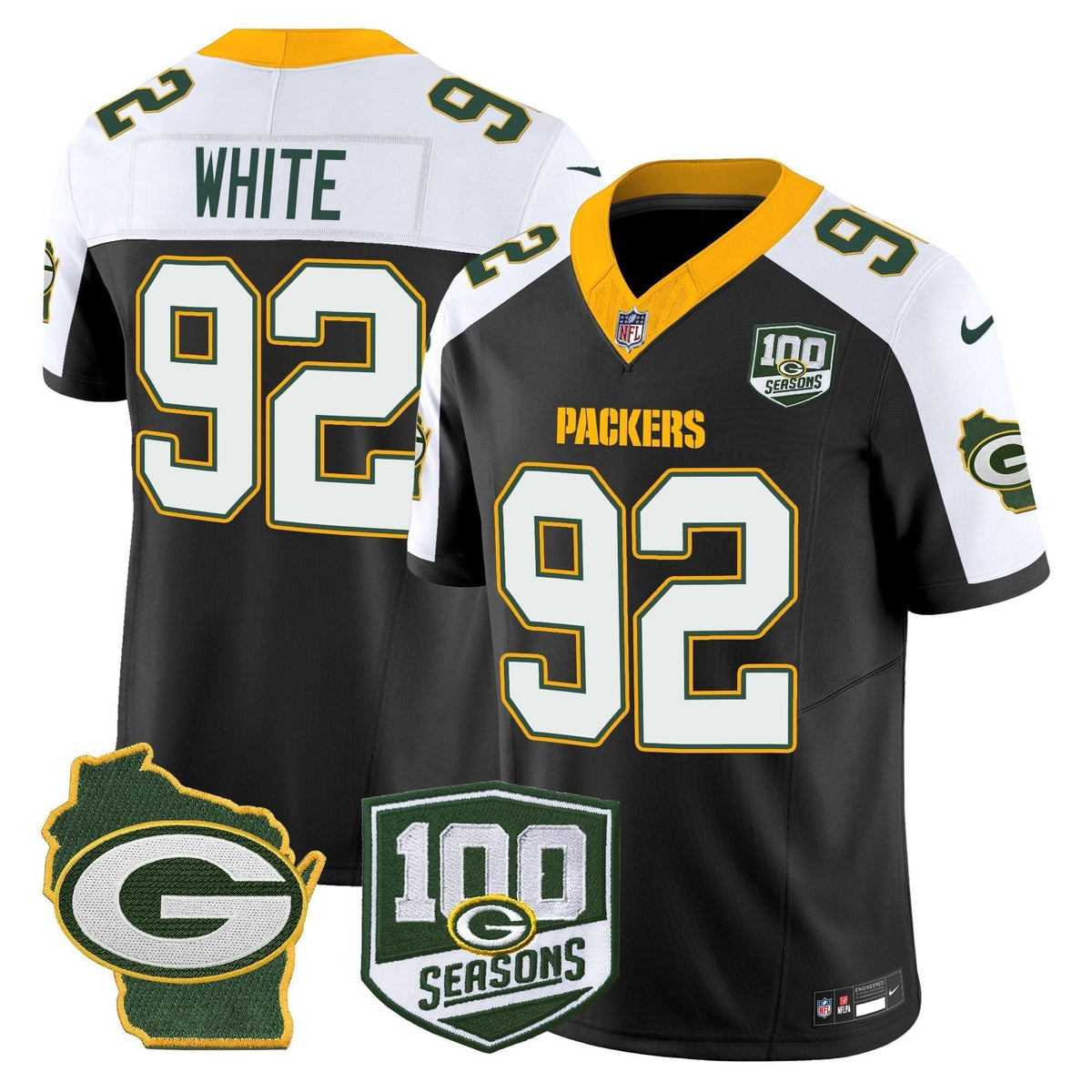 GB 100th Season & Home Patch Vapor Limited Jersey