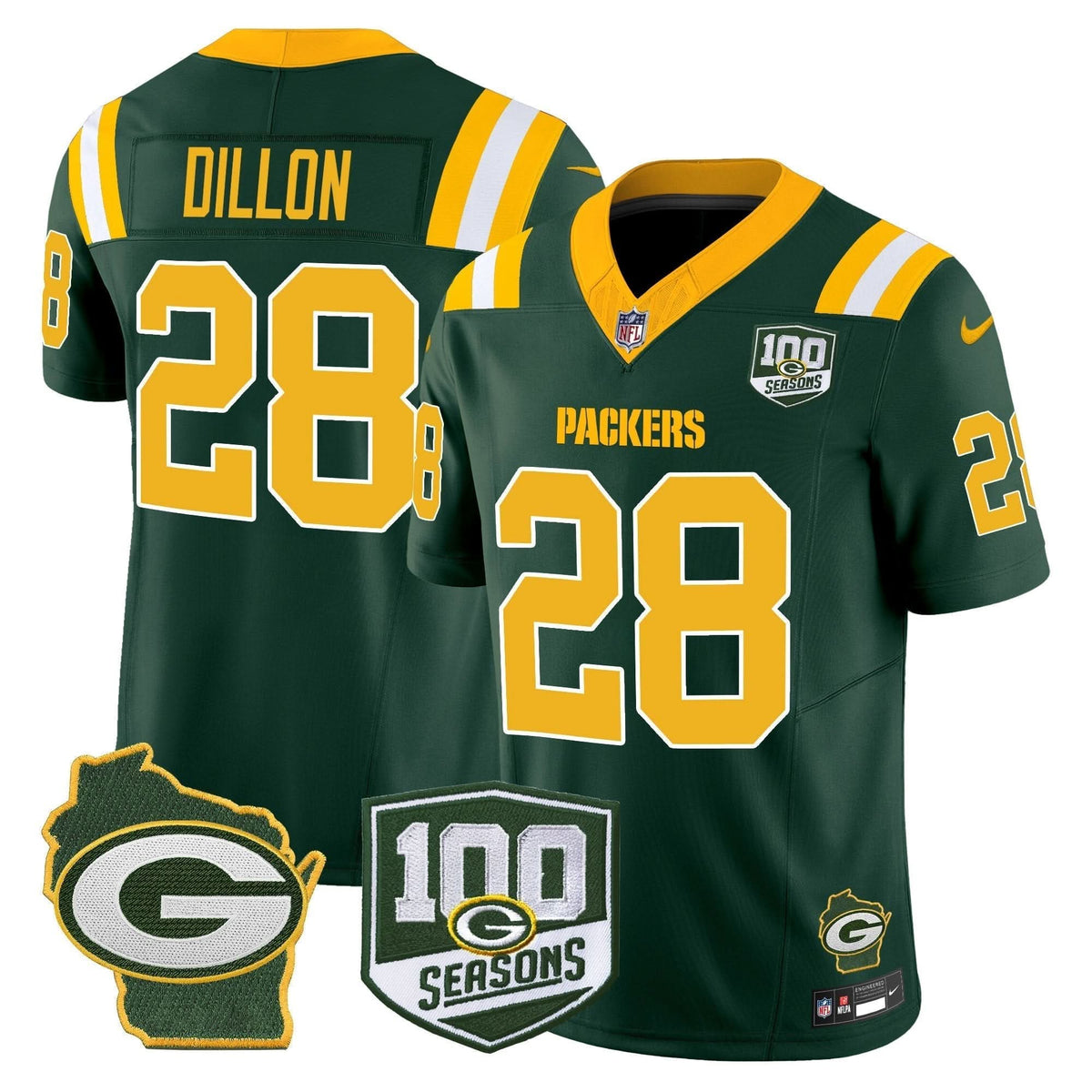 GB 100th Season & Home Patch Vapor Limited Jersey