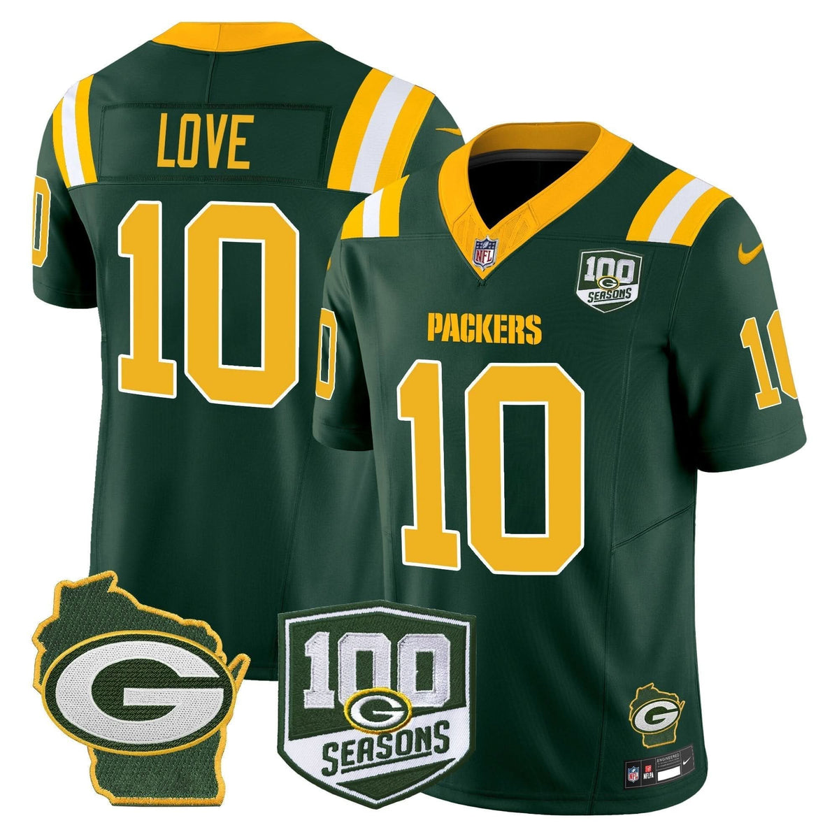 GB 100th Season & Home Patch Vapor Limited Jersey