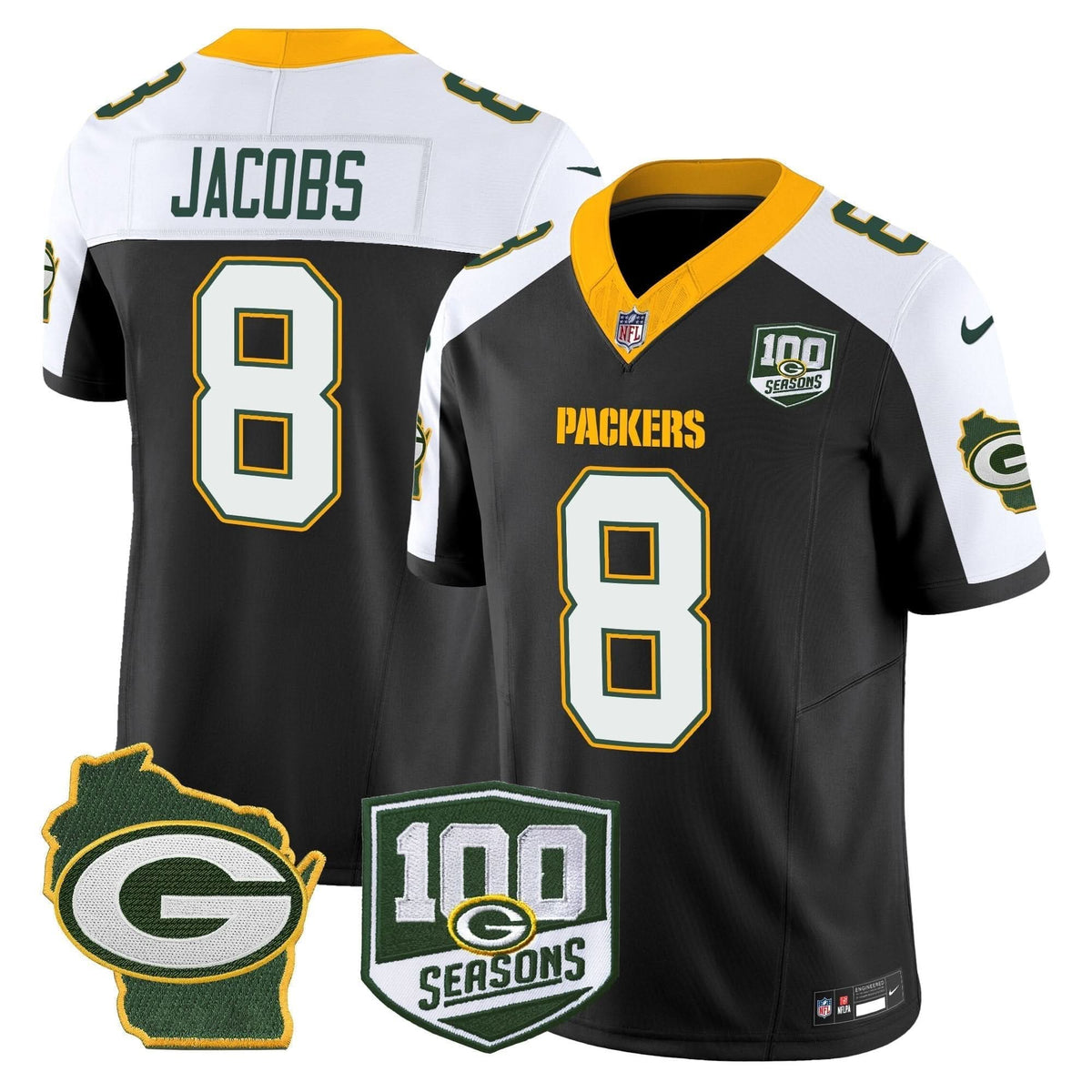 GB 100th Season & Home Patch Vapor Limited Jersey