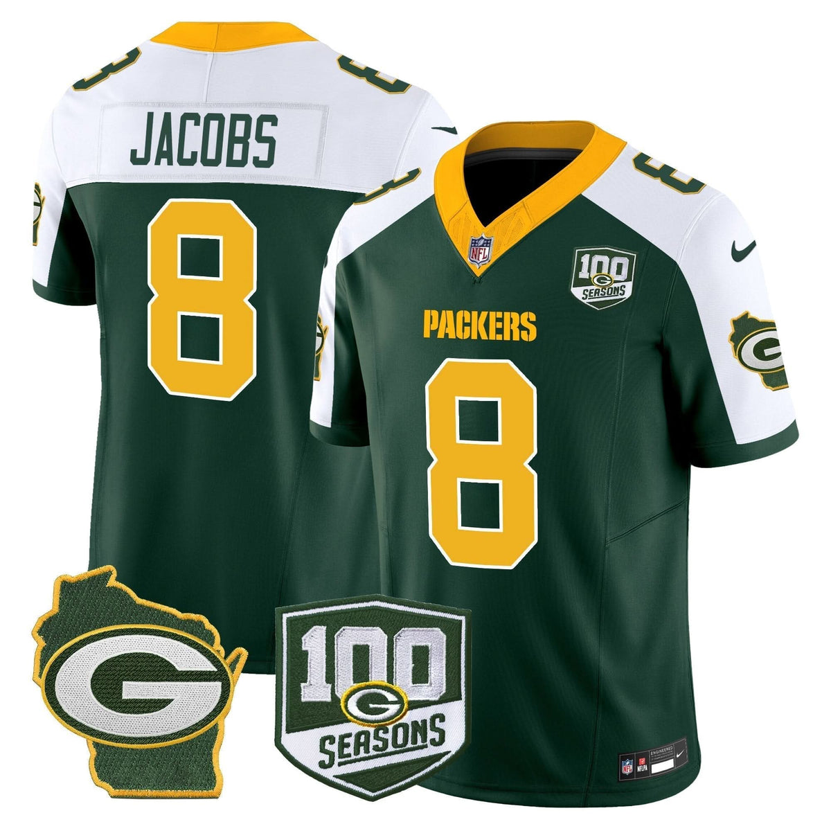 GB 100th Season & Home Patch Vapor Limited Jersey