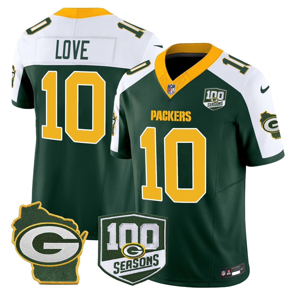 GB 100th Season & Home Patch Vapor Limited Jersey