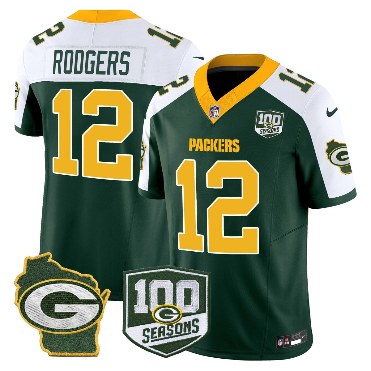 GB 100th Season & Home Patch Vapor Limited Jersey