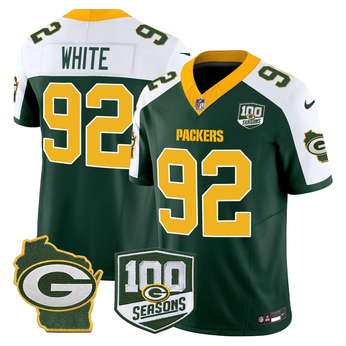 GB 100th Season & Home Patch Vapor Limited Jersey