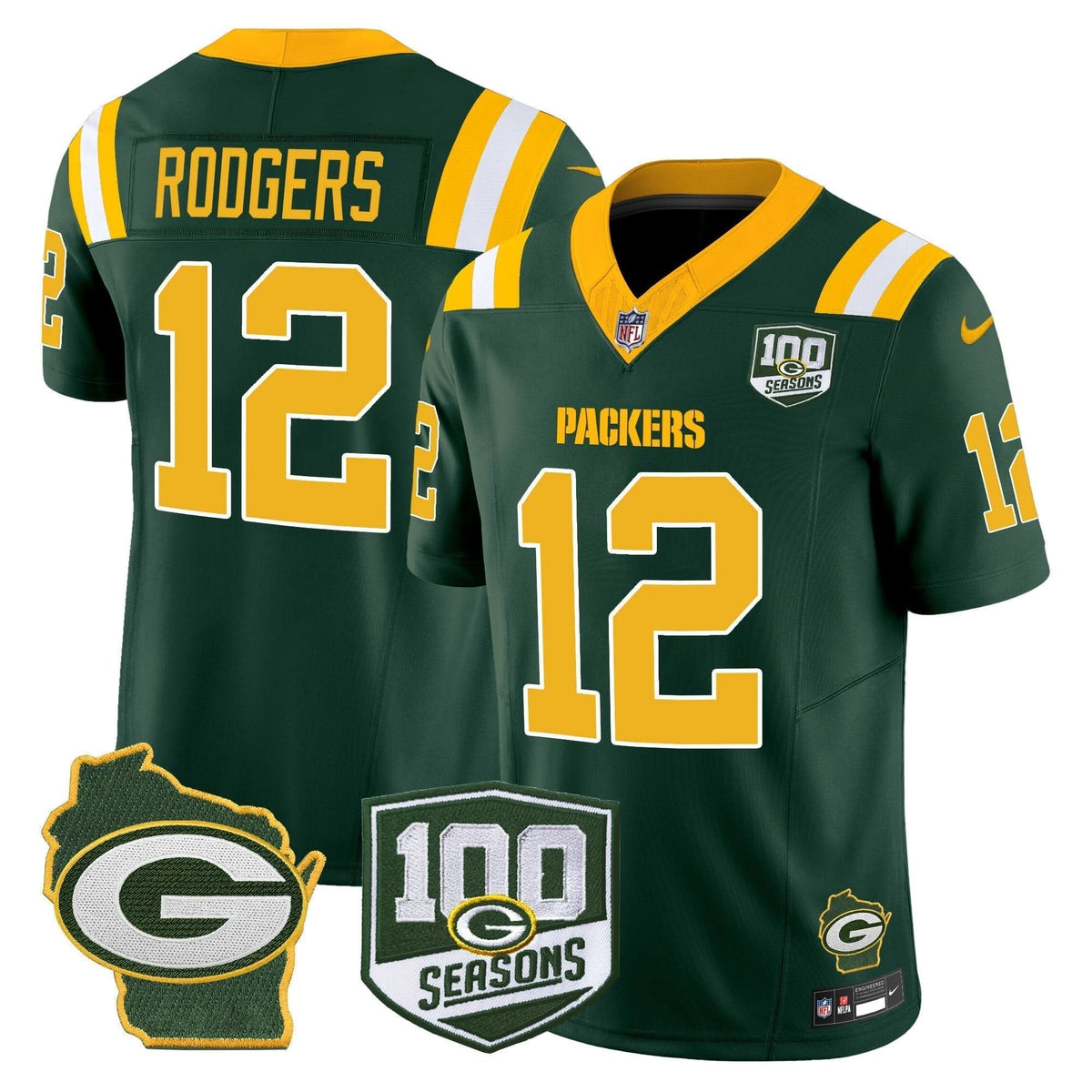 GB 100th Season & Home Patch Vapor Limited Jersey