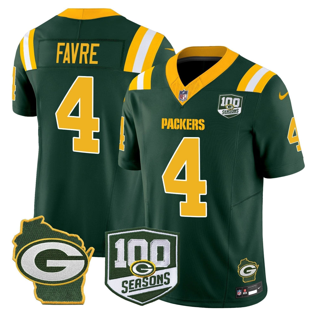 GB 100th Season & Home Patch Vapor Limited Jersey