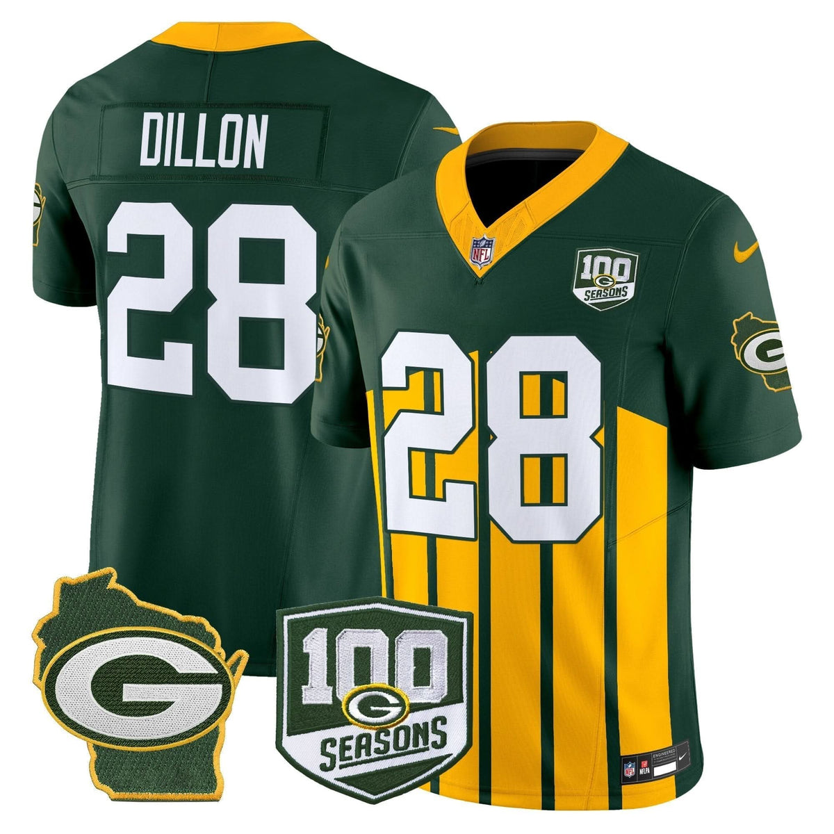 GB 100th Season & Home Patch Vapor Limited Jersey