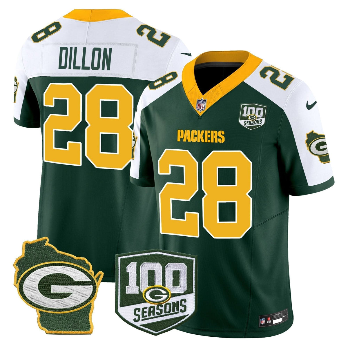 GB 100th Season & Home Patch Vapor Limited Jersey