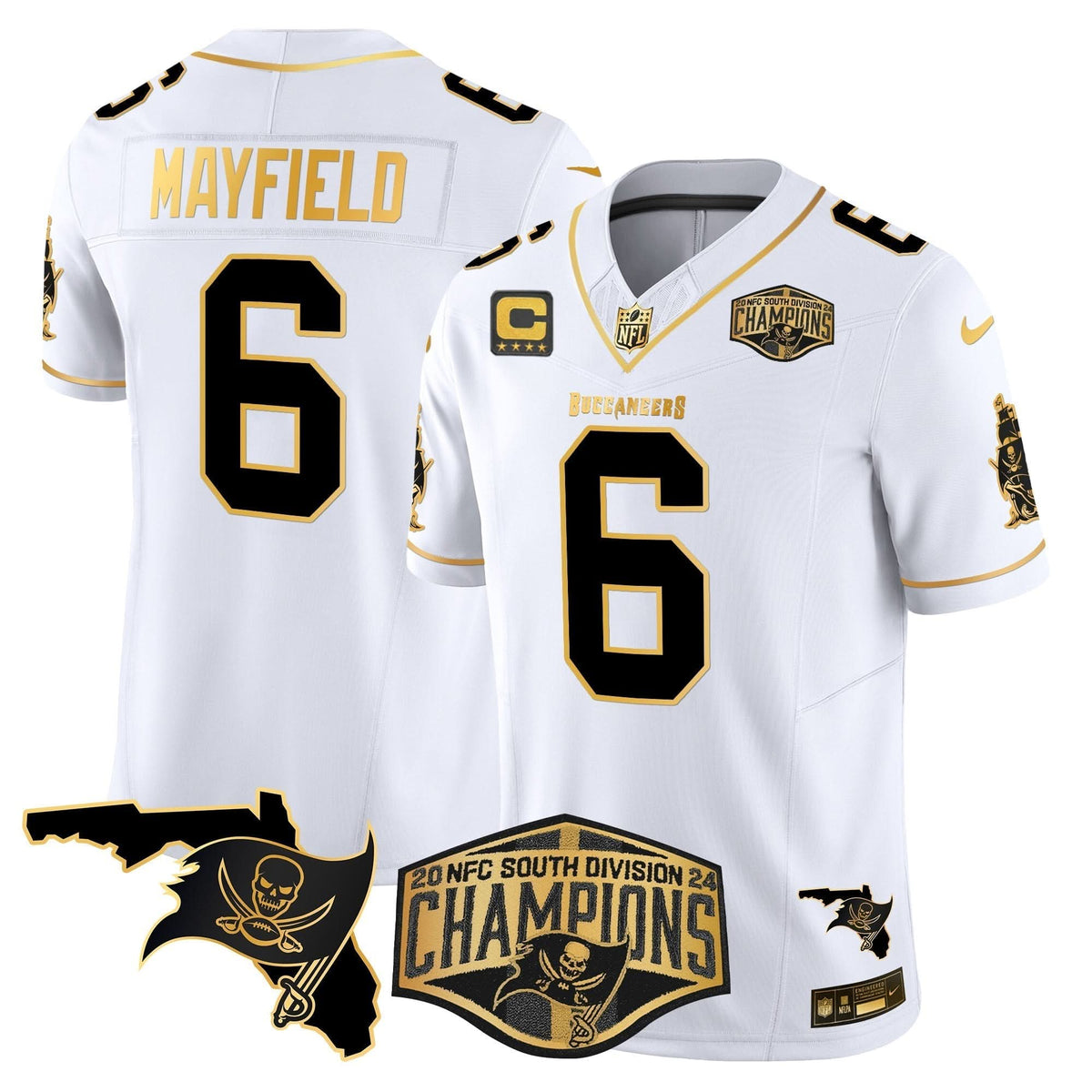 TB 2024 NFC South Division Champions Patch Gold Vapor Limited Jersey