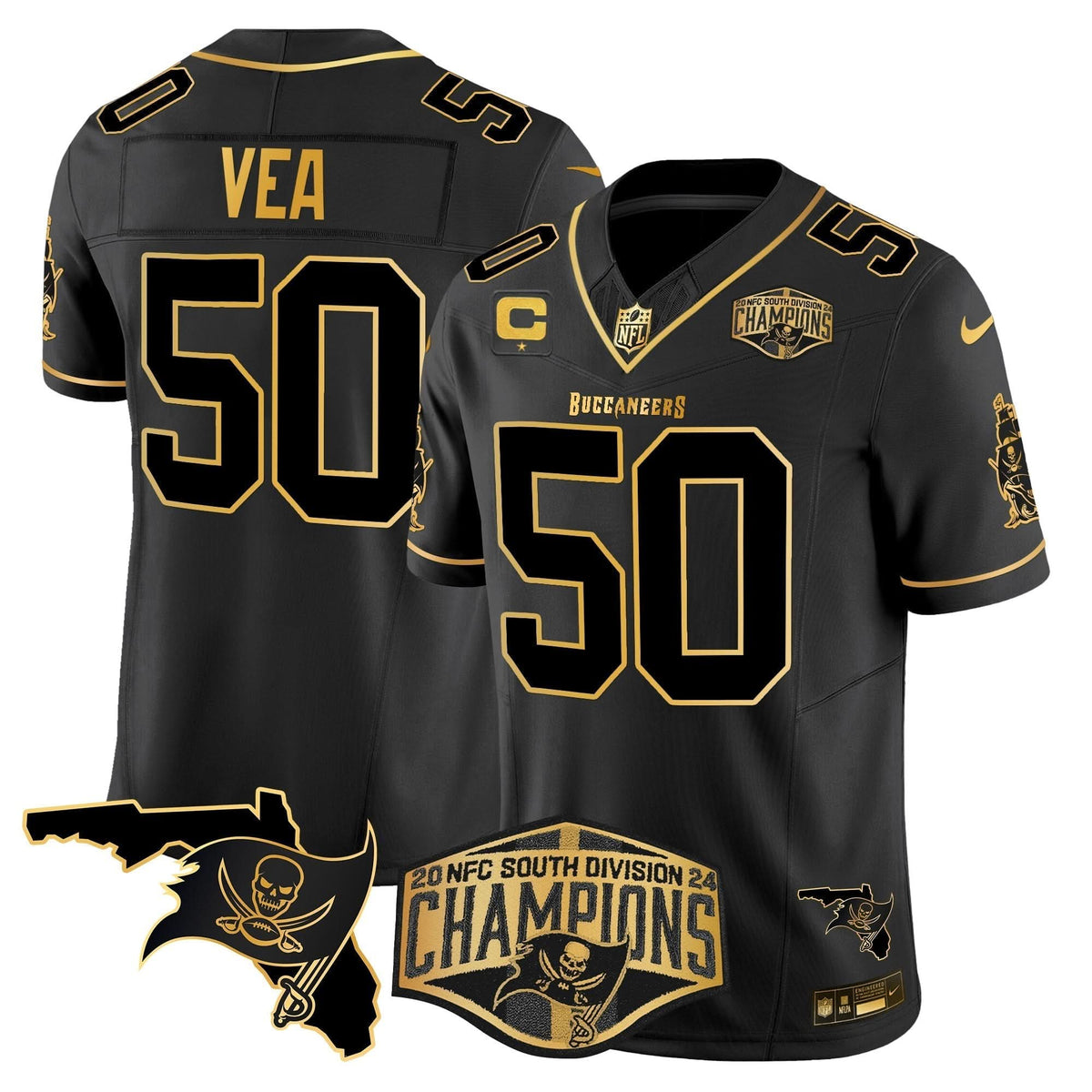 TB 2024 NFC South Division Champions Patch Gold Vapor Limited Jersey