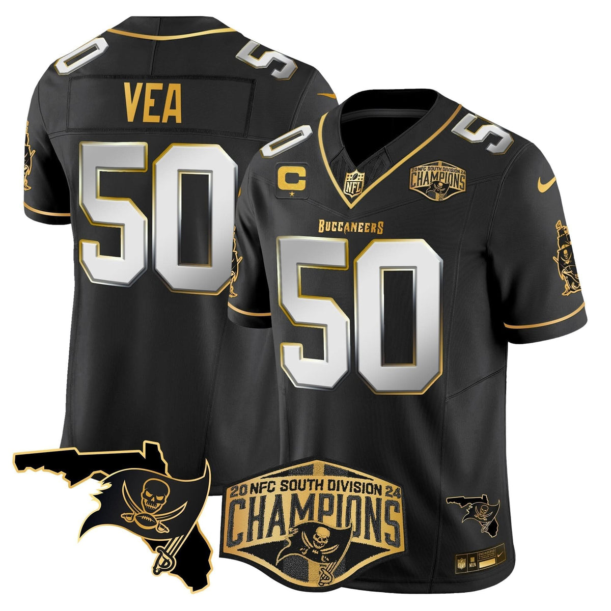 TB 2024 NFC South Division Champions Patch Gold Vapor Limited Jersey
