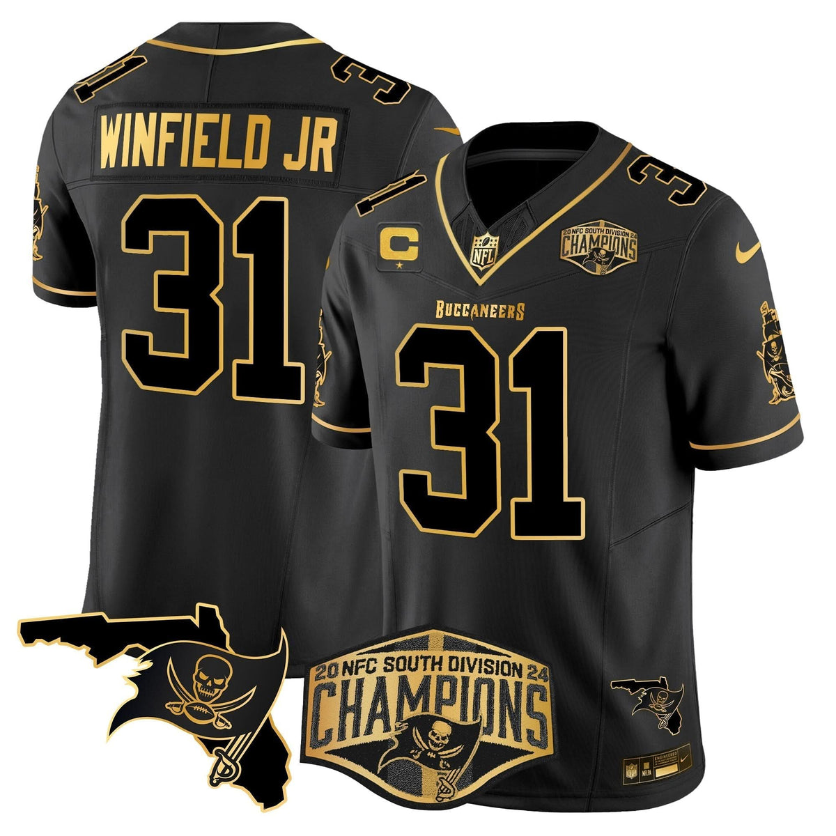 TB 2024 NFC South Division Champions Patch Gold Vapor Limited Jersey