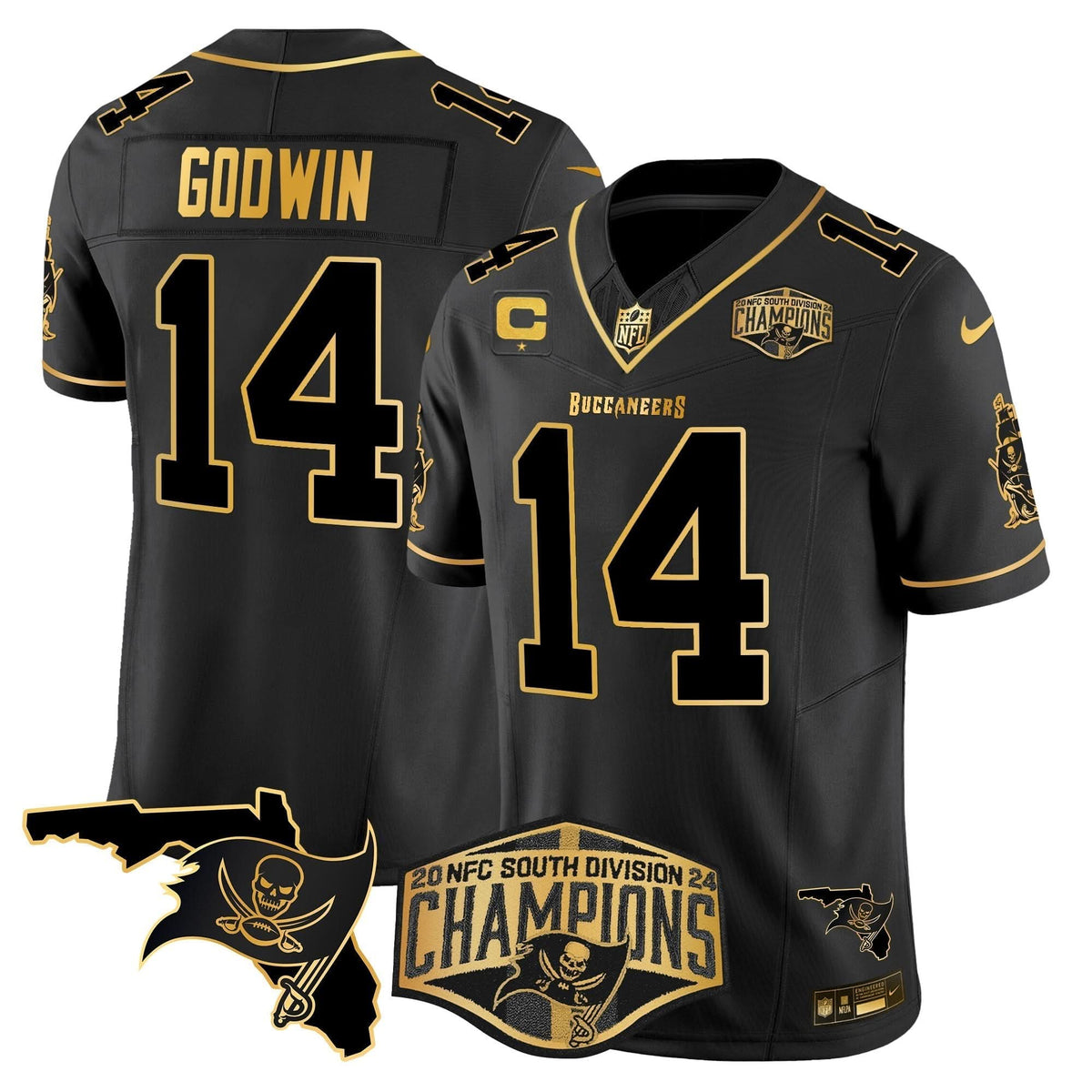 TB 2024 NFC South Division Champions Patch Gold Vapor Limited Jersey