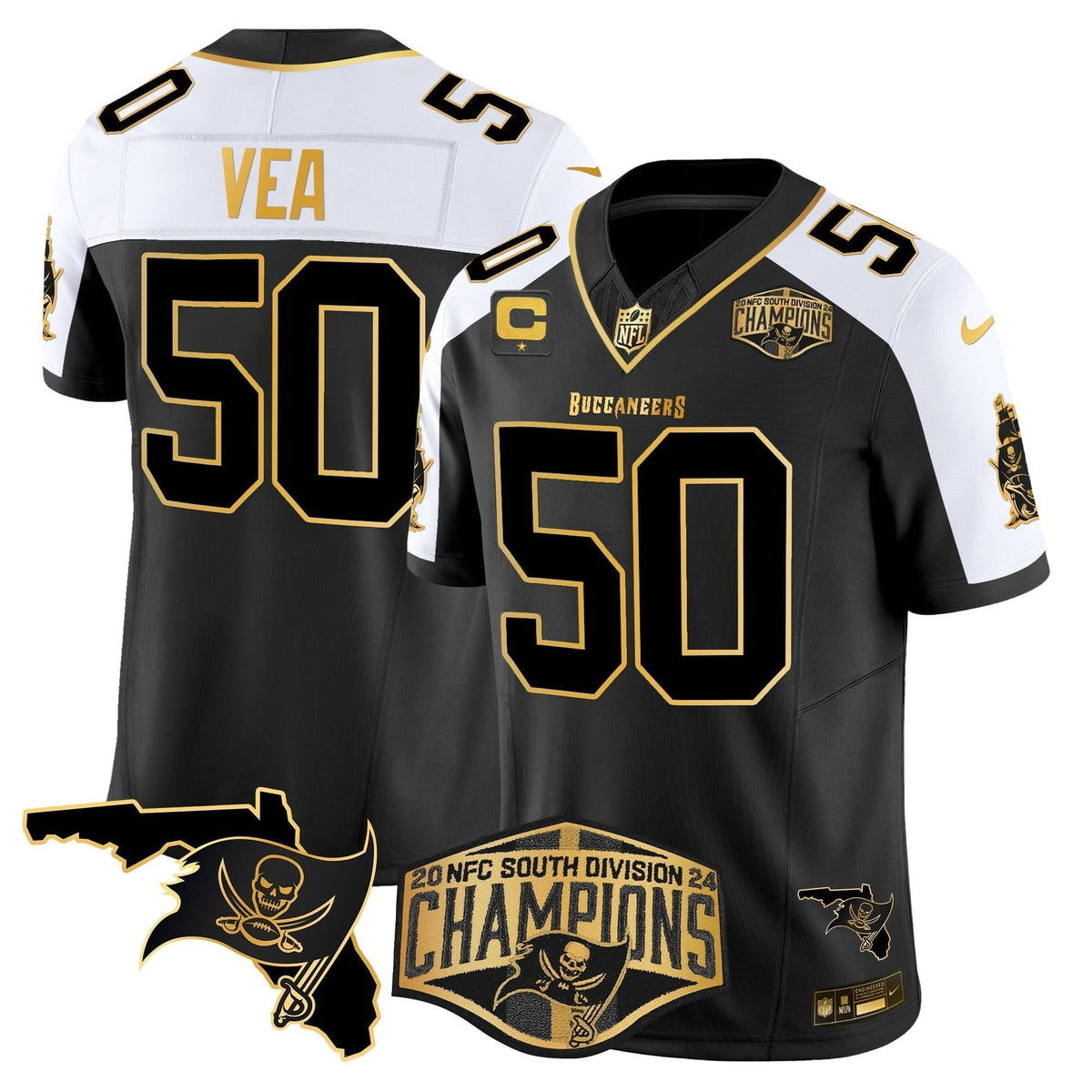 TB 2024 NFC South Division Champions Patch Gold Vapor Limited Jersey