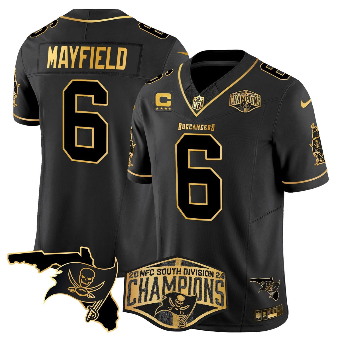 TB 2024 NFC South Division Champions Patch Gold Vapor Limited Jersey