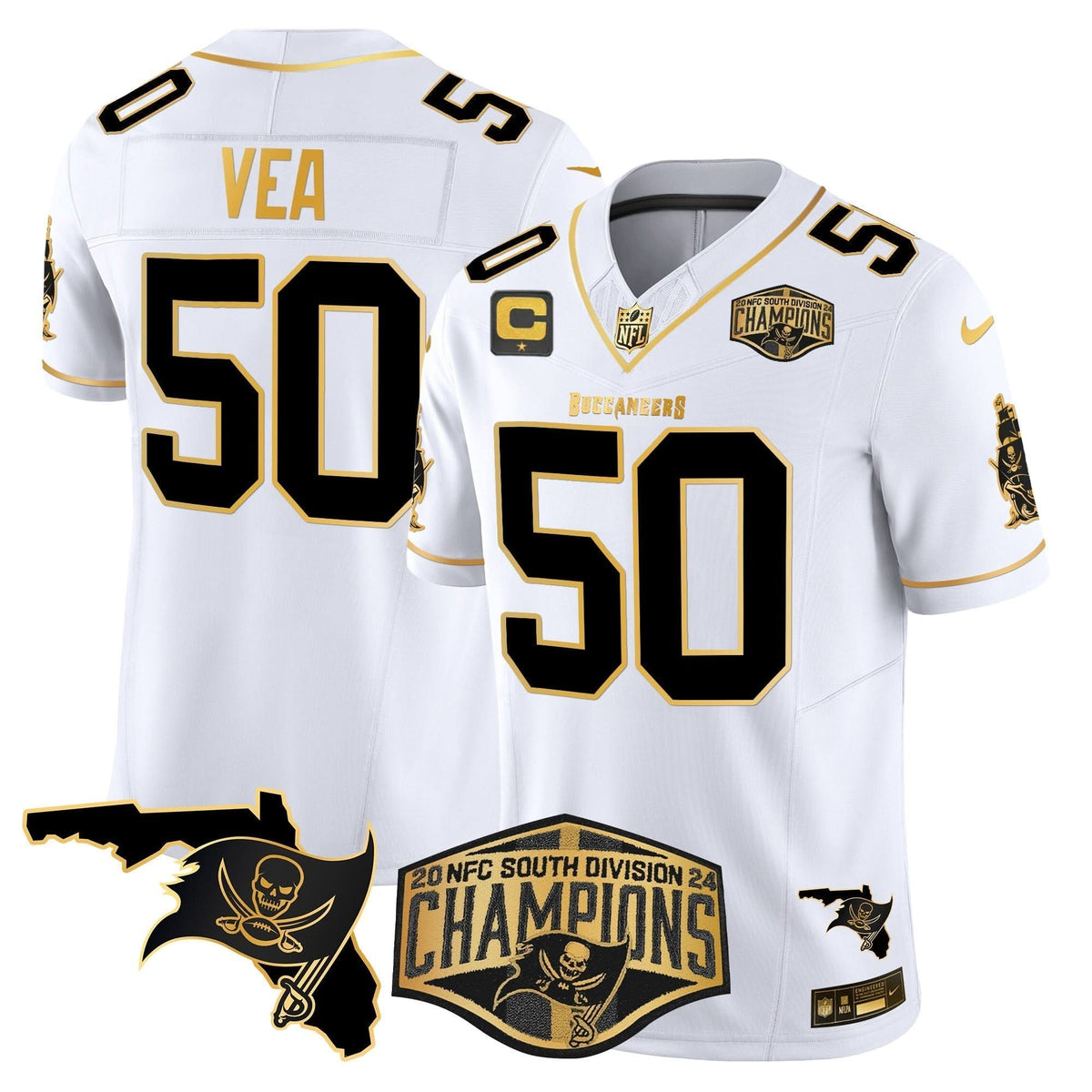 TB 2024 NFC South Division Champions Patch Gold Vapor Limited Jersey