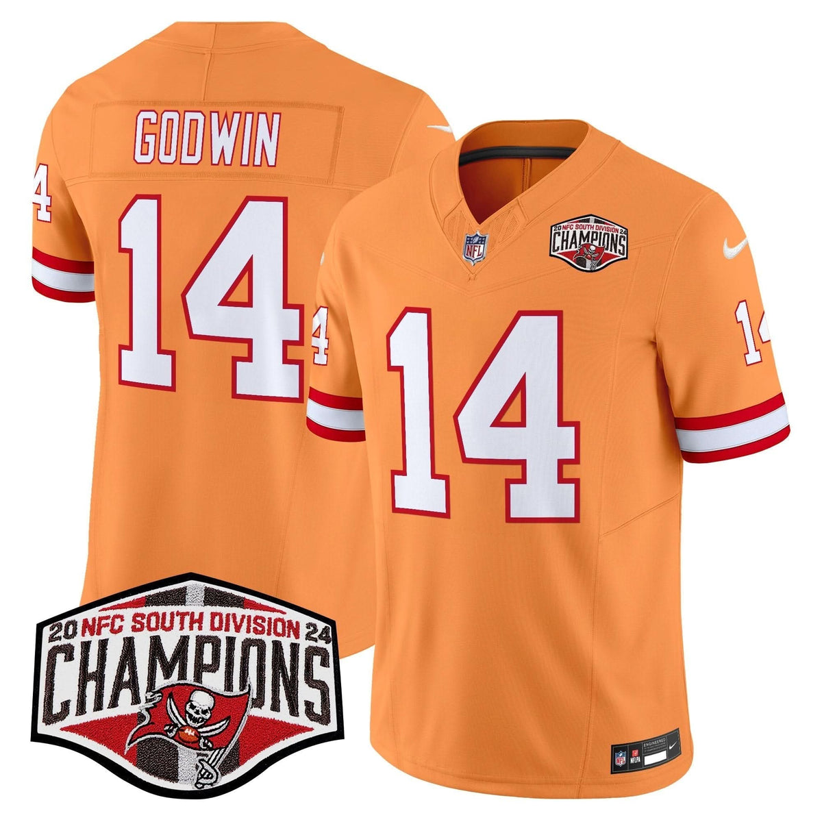 TBB Creamsicle 2024 NFC South Division Champions Patch Vapor Limited Jersey