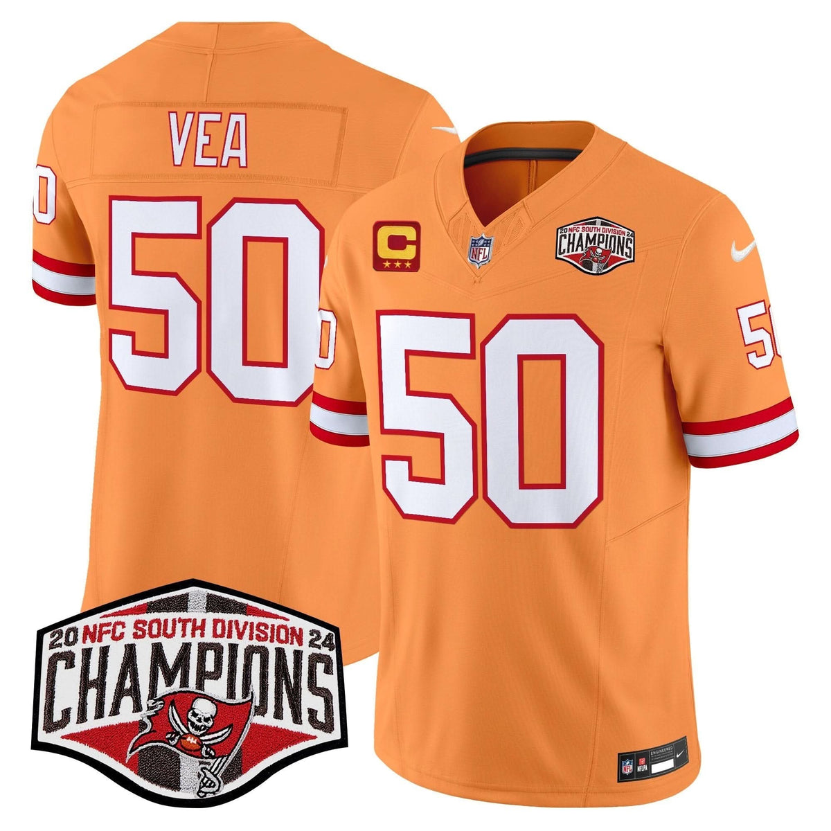 TBB Creamsicle 2024 NFC South Division Champions Patch Vapor Limited Jersey