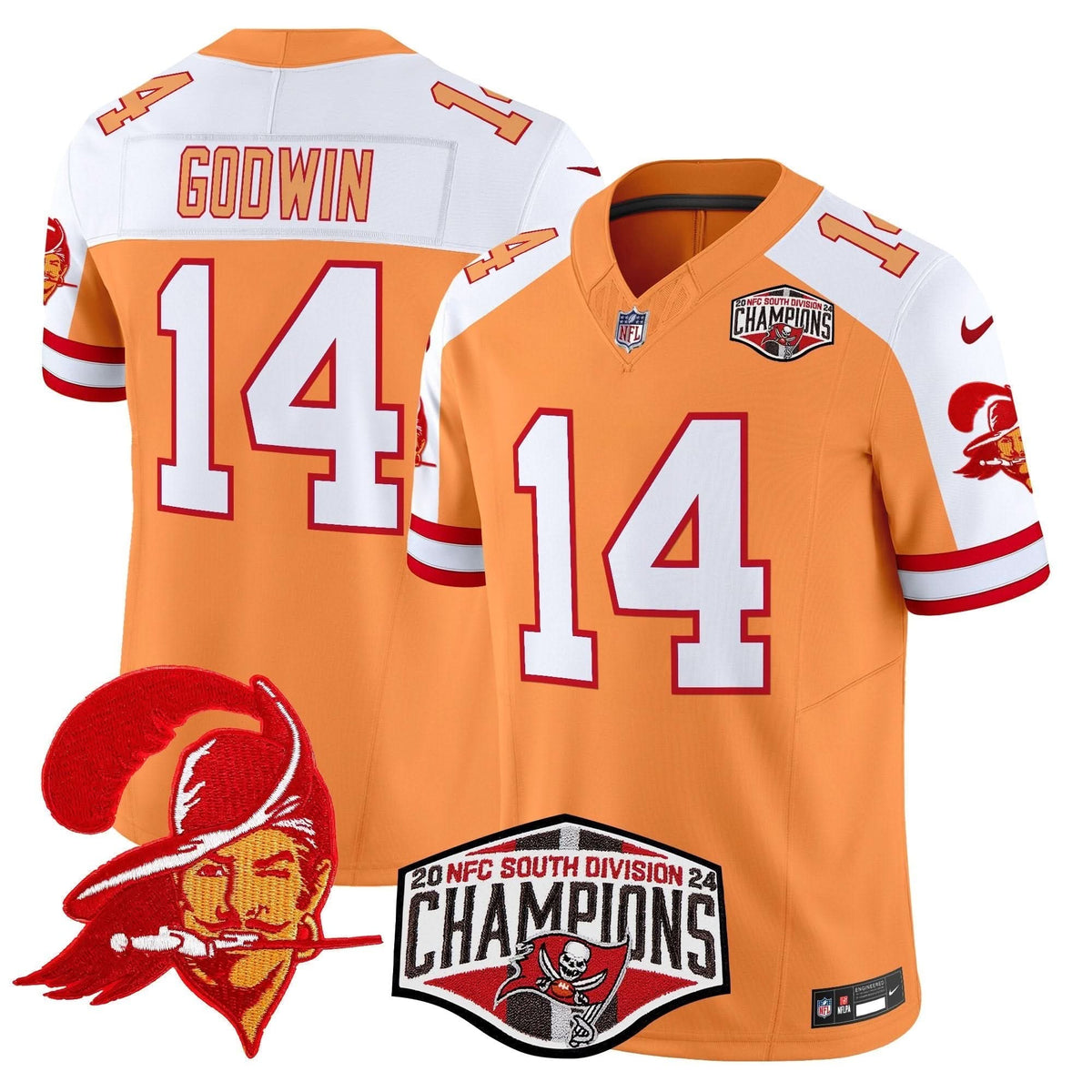 TBB Creamsicle 2024 NFC South Division Champions Patch Vapor Limited Jersey