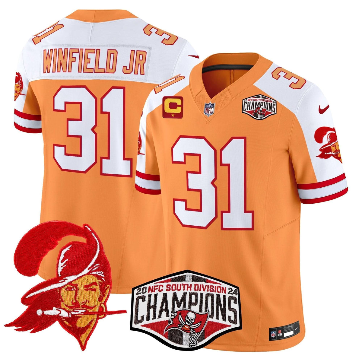 TBB Creamsicle 2024 NFC South Division Champions Patch Vapor Limited Jersey