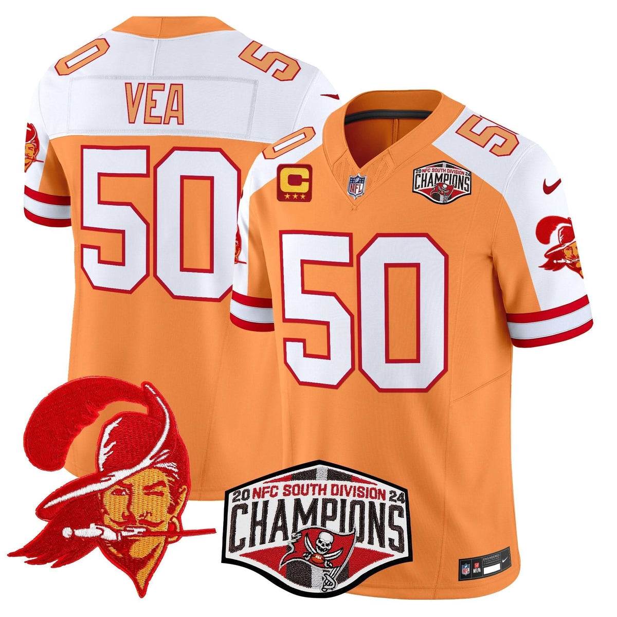 TBB Creamsicle 2024 NFC South Division Champions Patch Vapor Limited Jersey