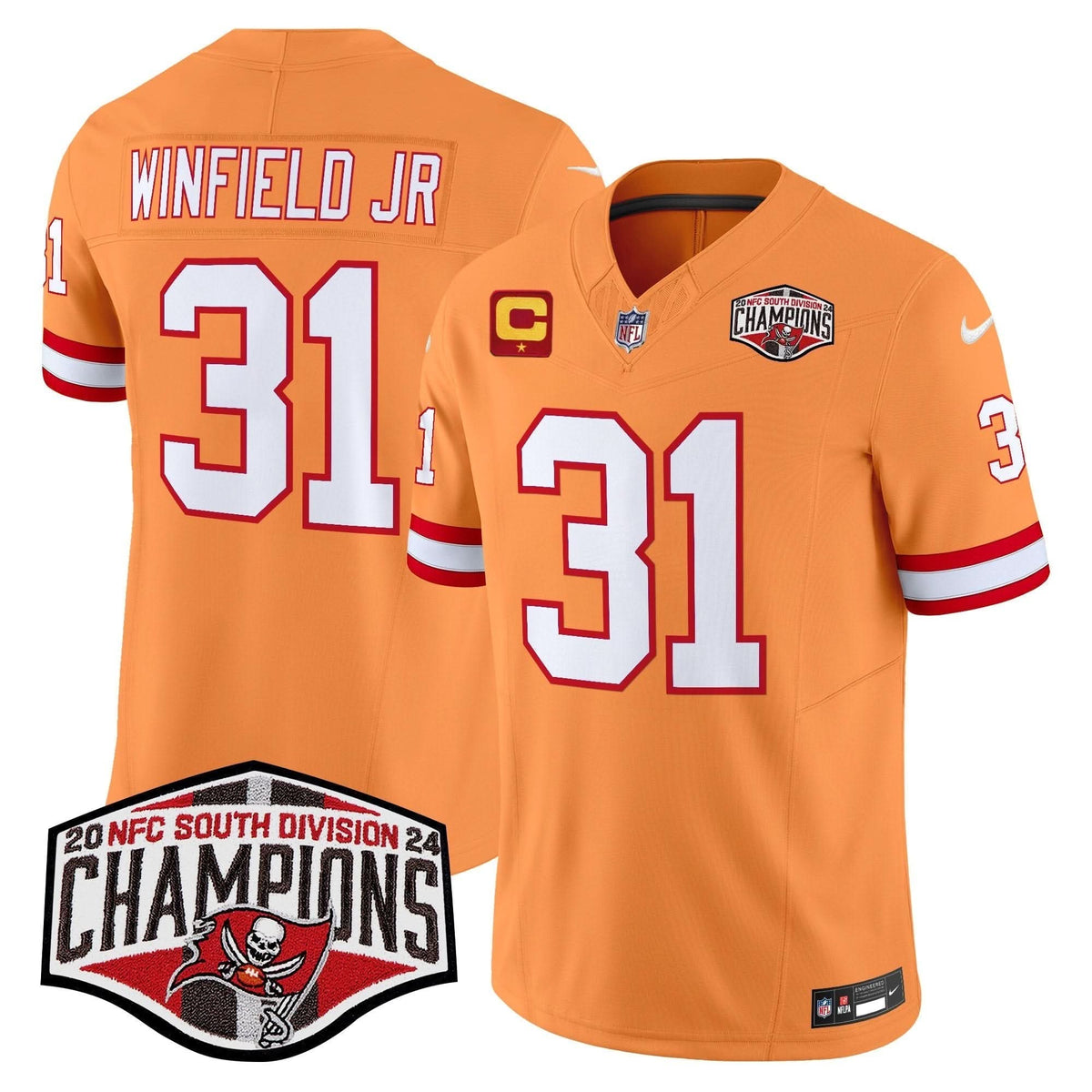 TBB Creamsicle 2024 NFC South Division Champions Patch Vapor Limited Jersey