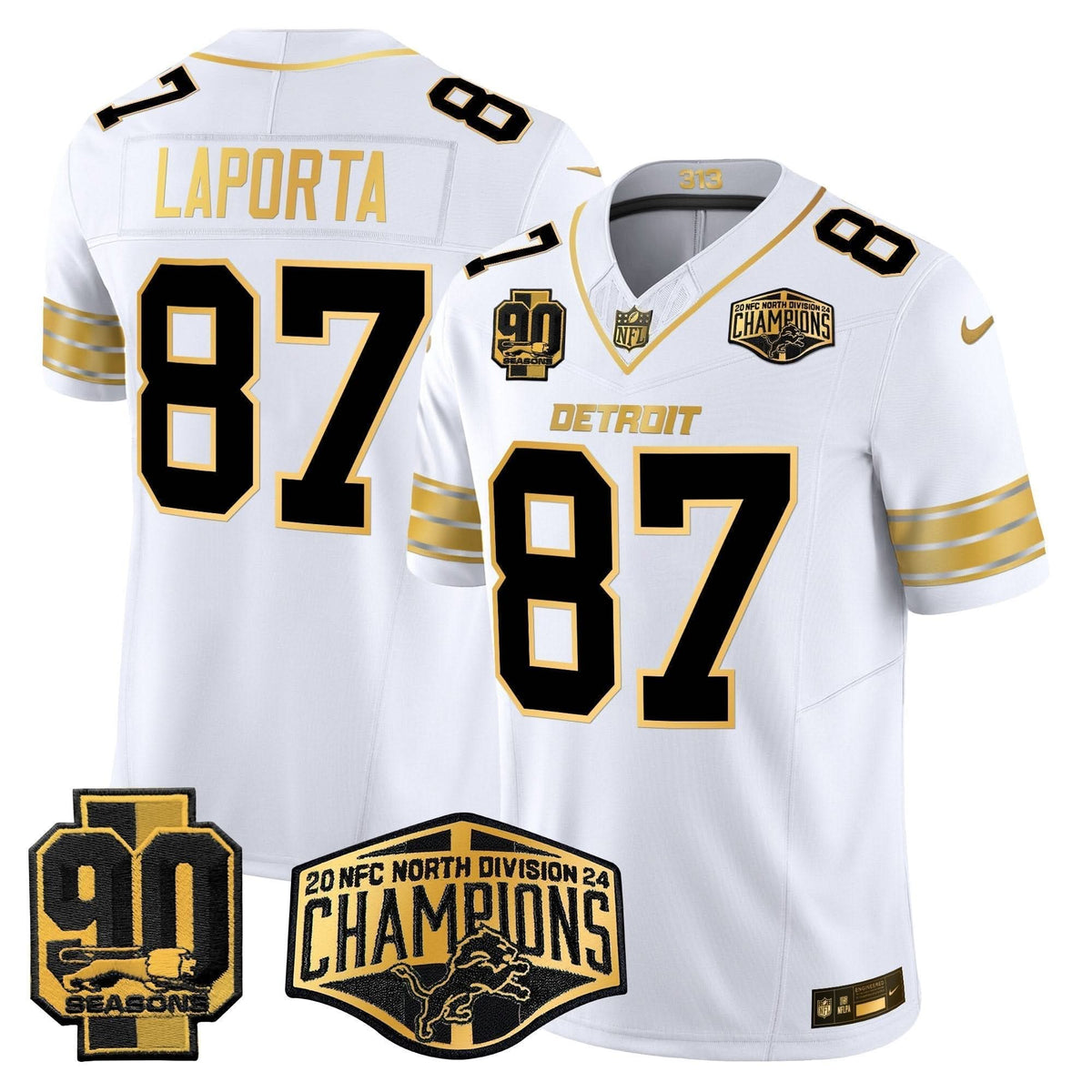 DET 2024 NFC North Division Champions Patch Gold Vapor Limited Jersey