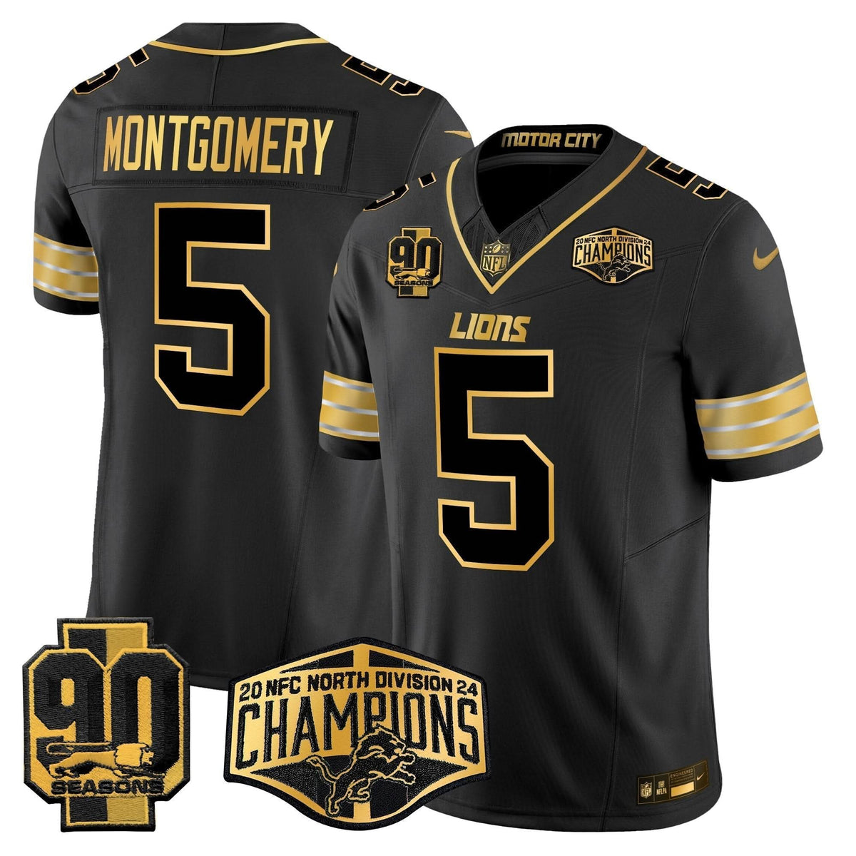 DET 2024 NFC North Division Champions Patch Gold Vapor Limited Jersey