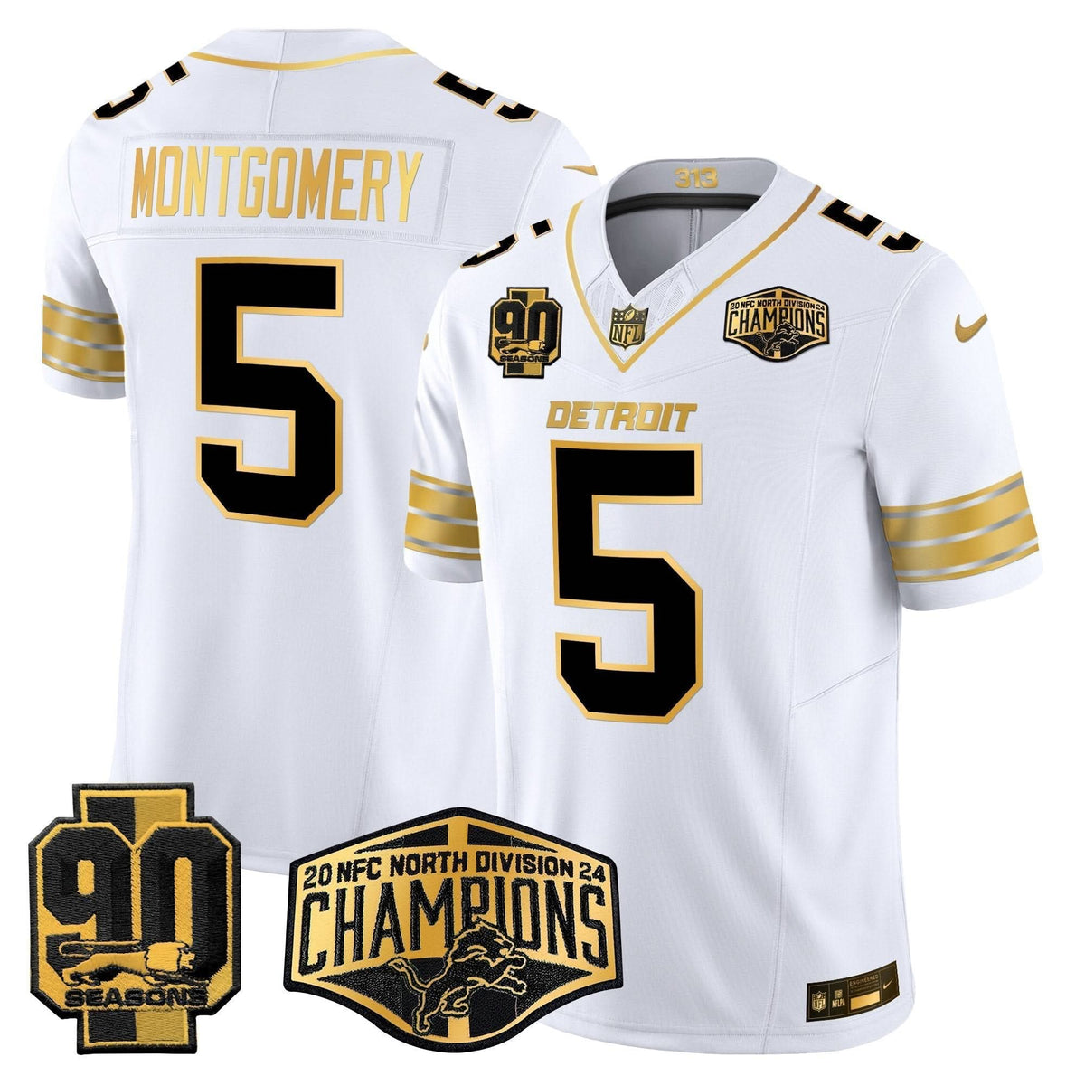 DET 2024 NFC North Division Champions Patch Gold Vapor Limited Jersey