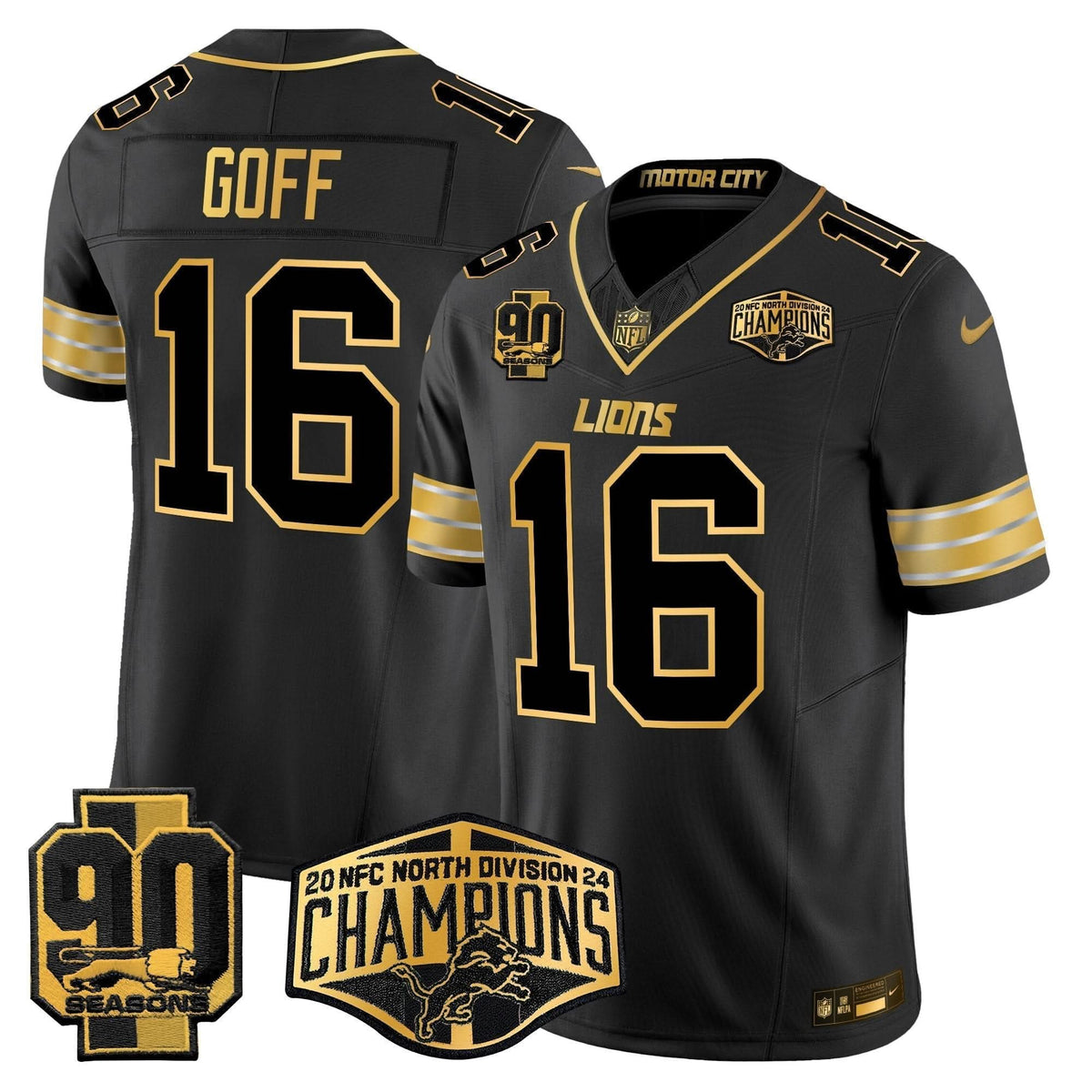 DET 2024 NFC North Division Champions Patch Gold Vapor Limited Jersey