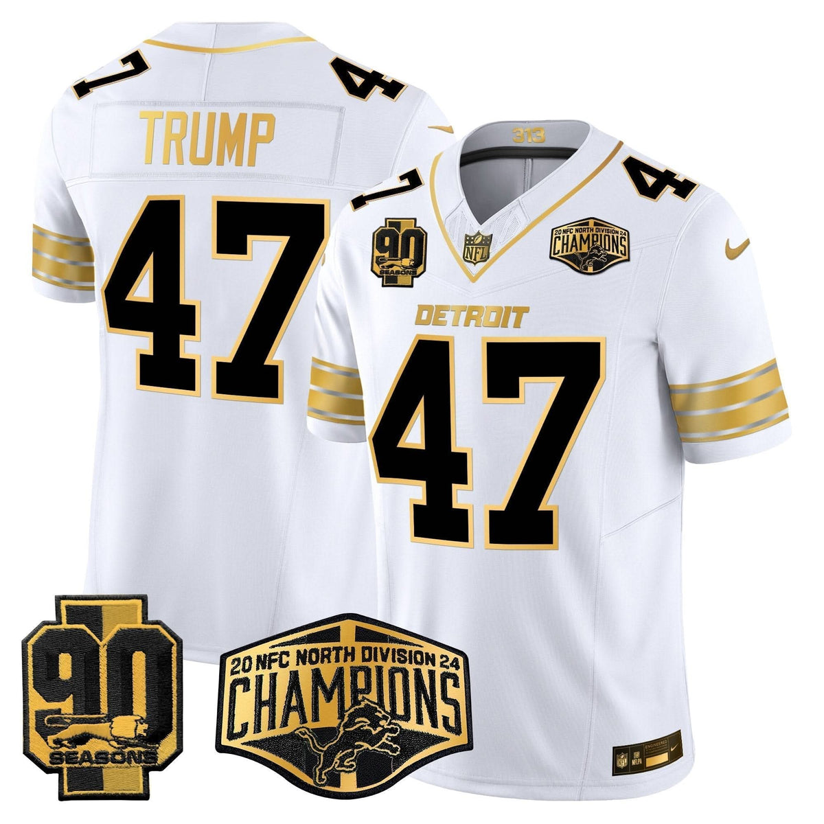 DET 2024 NFC North Division Champions Patch Gold Vapor Limited Jersey