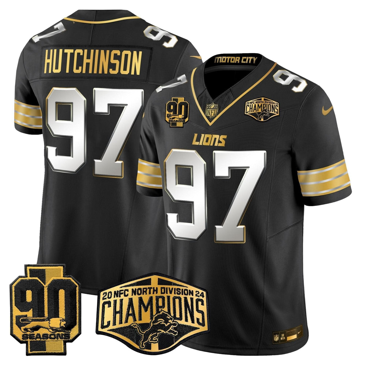 DET 2024 NFC North Division Champions Patch Gold Vapor Limited Jersey