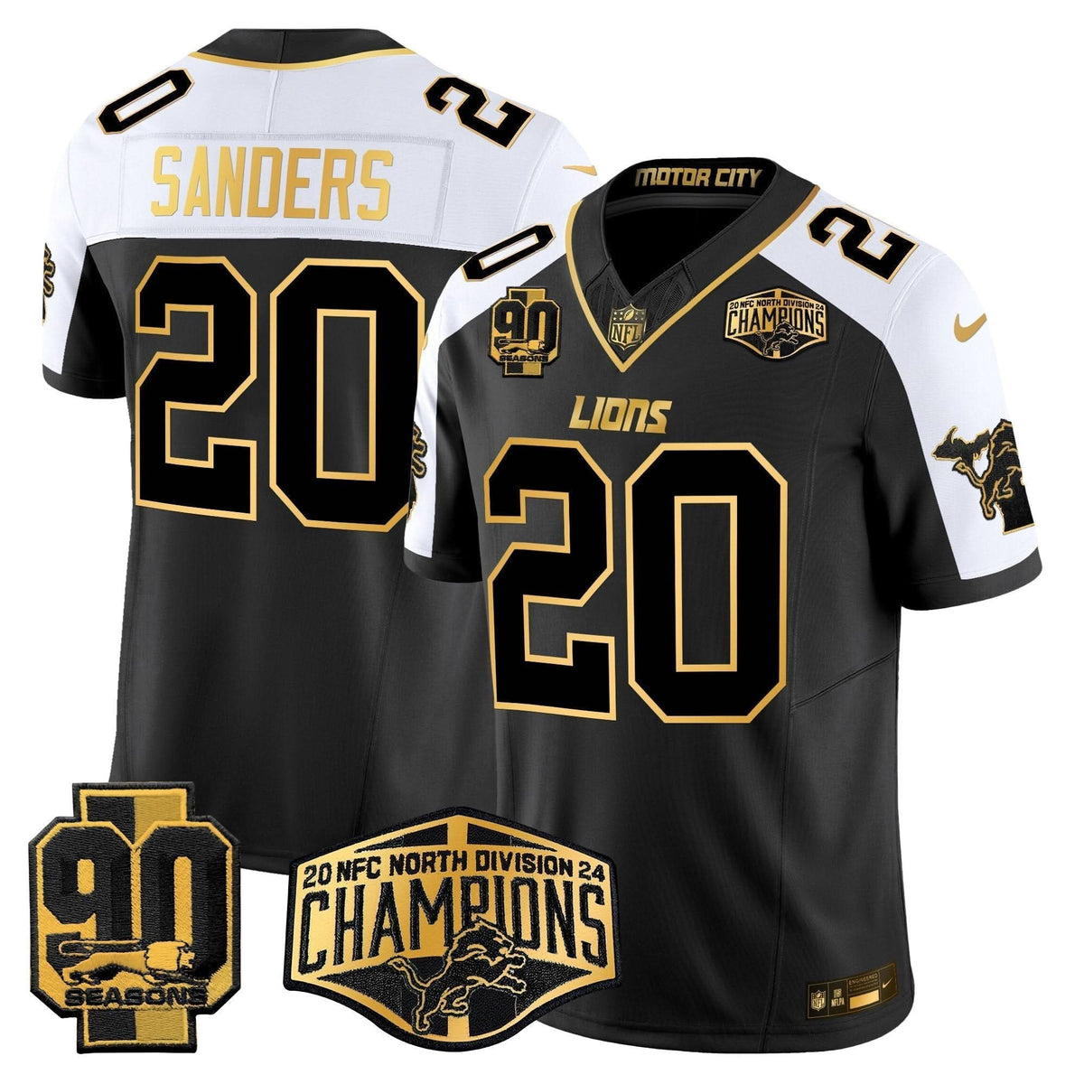 DET 2024 NFC North Division Champions Patch Gold Vapor Limited Jersey