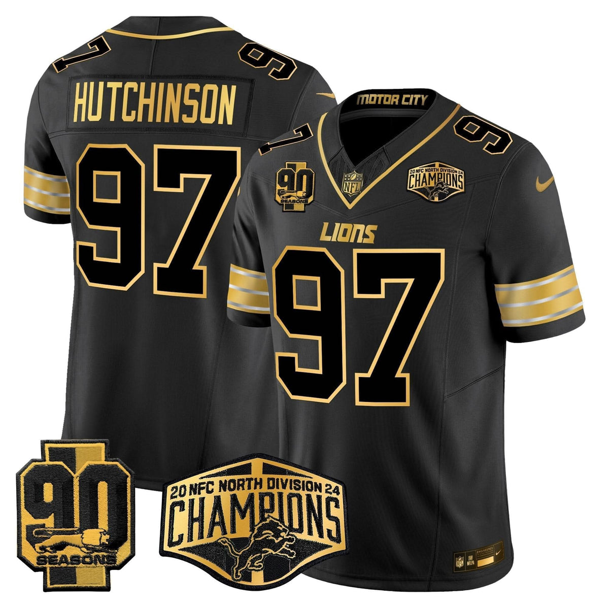DET 2024 NFC North Division Champions Patch Gold Vapor Limited Jersey
