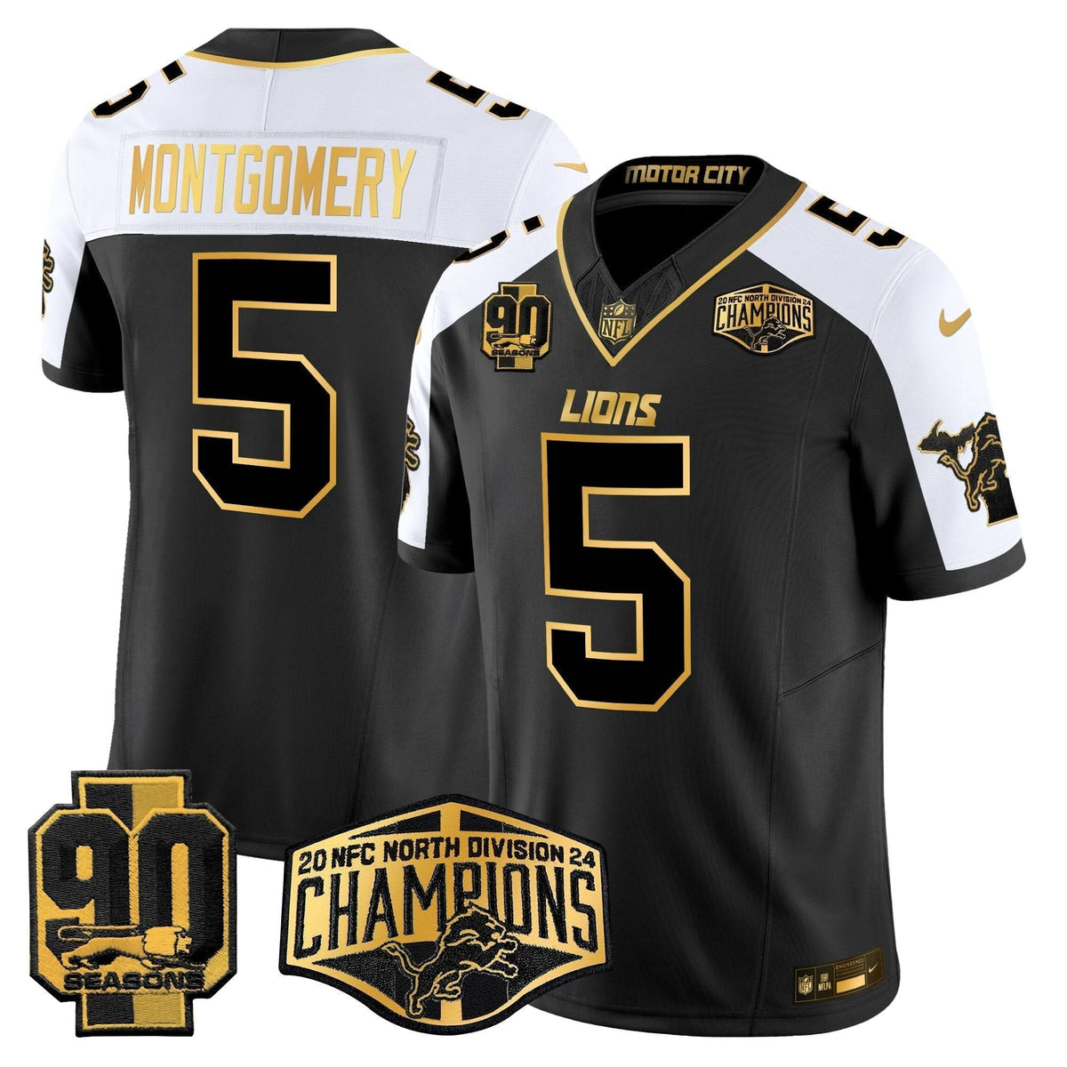 DET 2024 NFC North Division Champions Patch Gold Vapor Limited Jersey
