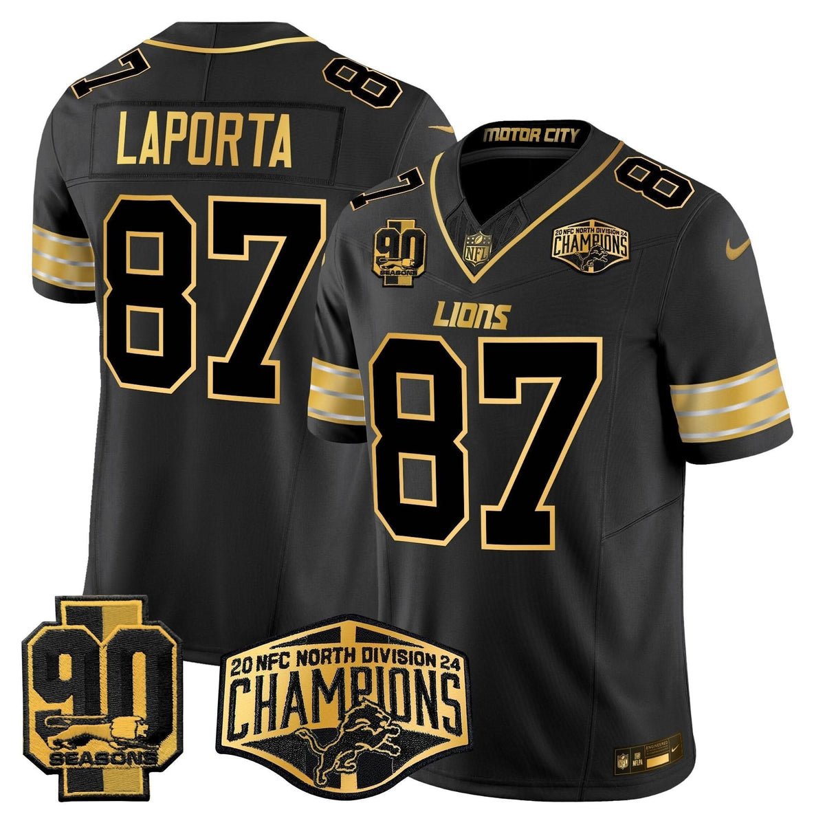 DET 2024 NFC North Division Champions Patch Gold Vapor Limited Jersey