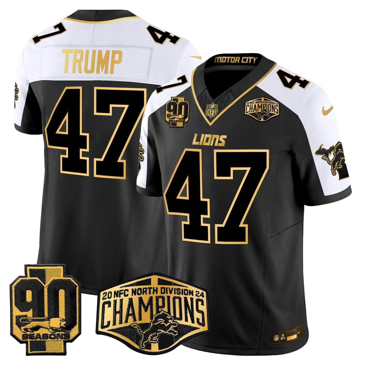 DET 2024 NFC North Division Champions Patch Gold Vapor Limited Jersey